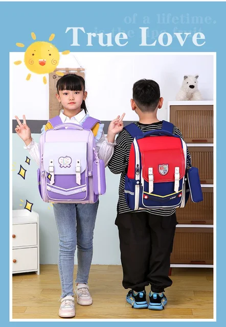 کیف و کوله برند XBEI صندوقی مناسب مدسه با پشتی استاندارد  با پشتی طبی